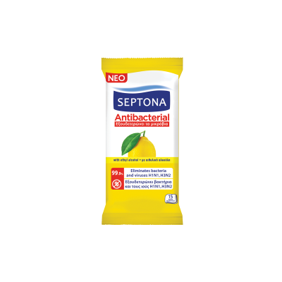 Υγρά Μαντηλάκια Χεριών Septona Λεμόνι 15τεμ.