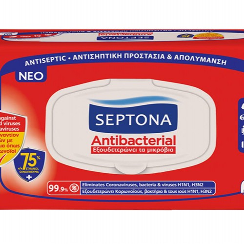 Υγρά Μαντηλάκια Χεριών Septona 75% Alcohol 60τεμ.
