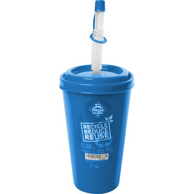 Ποτήρι Πλαστικό με Καλαμάκι 560ml 