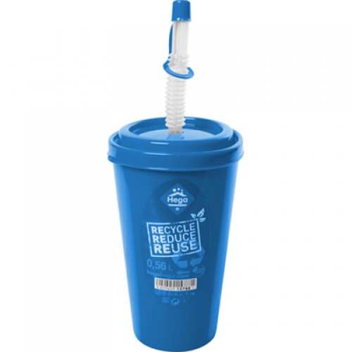 Ποτήρι Πλαστικό με Καλαμάκι 560ml 