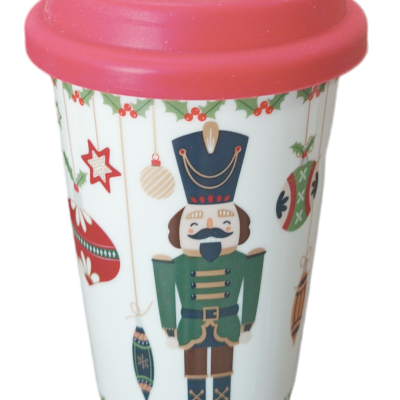 Κούπα Christmas Καρυοθραύστης & Καπάκι Σιλικόνης 390ml Νο574114