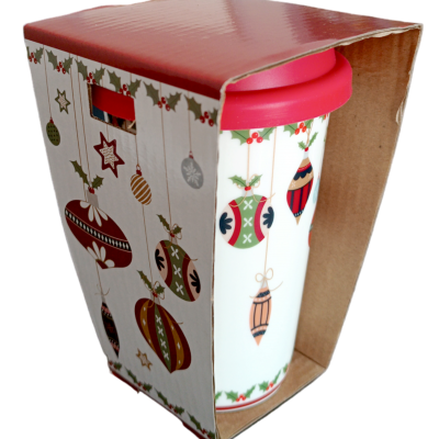 Κούπα Christmas Καρυοθραύστης & Καπάκι Σιλικόνης 390ml Νο574114