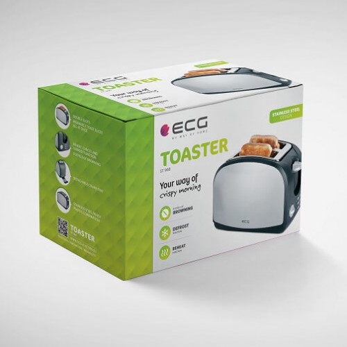Φρυγανιέρα ECG 2 Θέσεων Inox ST968 900W
