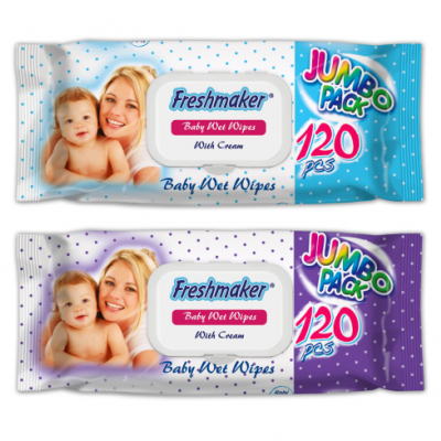 Μωρομάντηλα Freshmaker με Καπάκι 120τεμ.(Jumbo pack) 