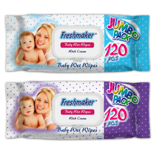 Μωρομάντηλα Freshmaker με Καπάκι 120τεμ.(Jumbo pack) 